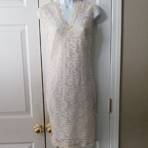 The Vintage Shop Lace Midi Dress in White and Cream Sz L NWOT